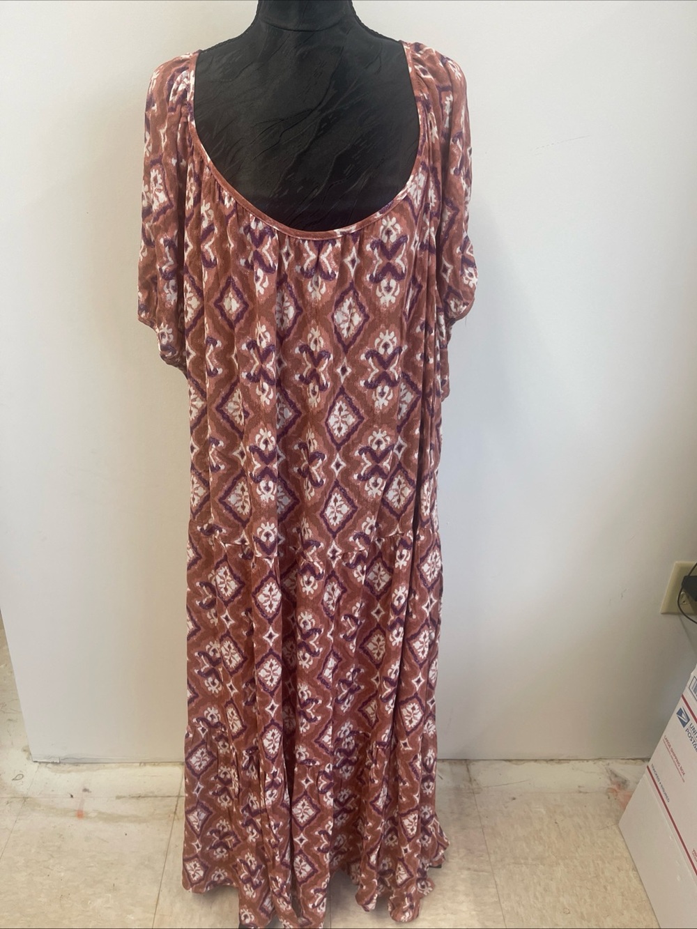Knox Rose Scoop-Neck Geometric Maxi Dress - Rust Purple